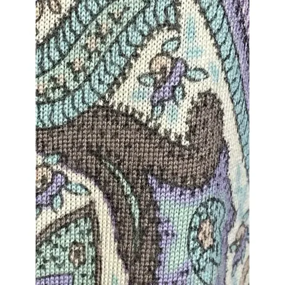 Talbots 100% Merino Wool Cardigan Sweater Women’s 2X Paisley Quiet Luxury Pretty - Picture 11 of 14